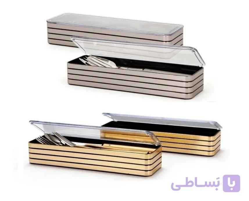 جا قاشق چنگال رومیزی ایستاده تایلندی (استیل و طلایی) — تصویر 1