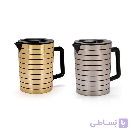 پارچ استیل کوتاه بلند طرح تایلندی ( استیل و طلایی ) — تصویر 1