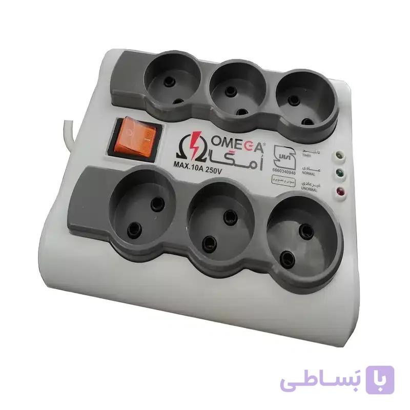 محافظ برق 6 خانه با کابل 3 متری برند OMEGA — تصویر 1