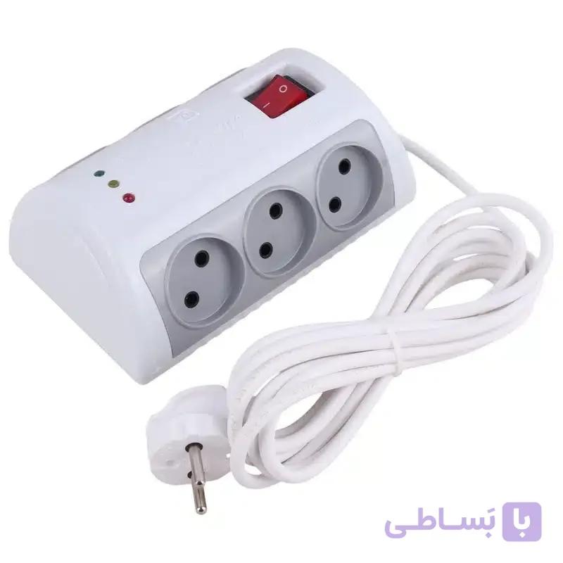 محافظ برق لوازم صوتی و تصویری و کامپیوتر 6 خانه 3 متری تیراژه مدل T106 — تصویر 1