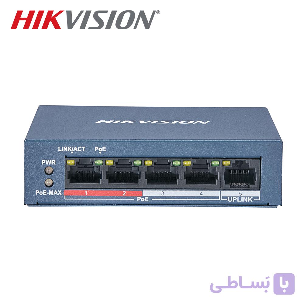 سوییچ شبکه 4 پورت PoE سرعت 10/100 هایک ویژن + پورت آپلینک مدل DS-3E0105P-E/M — تصویر 1