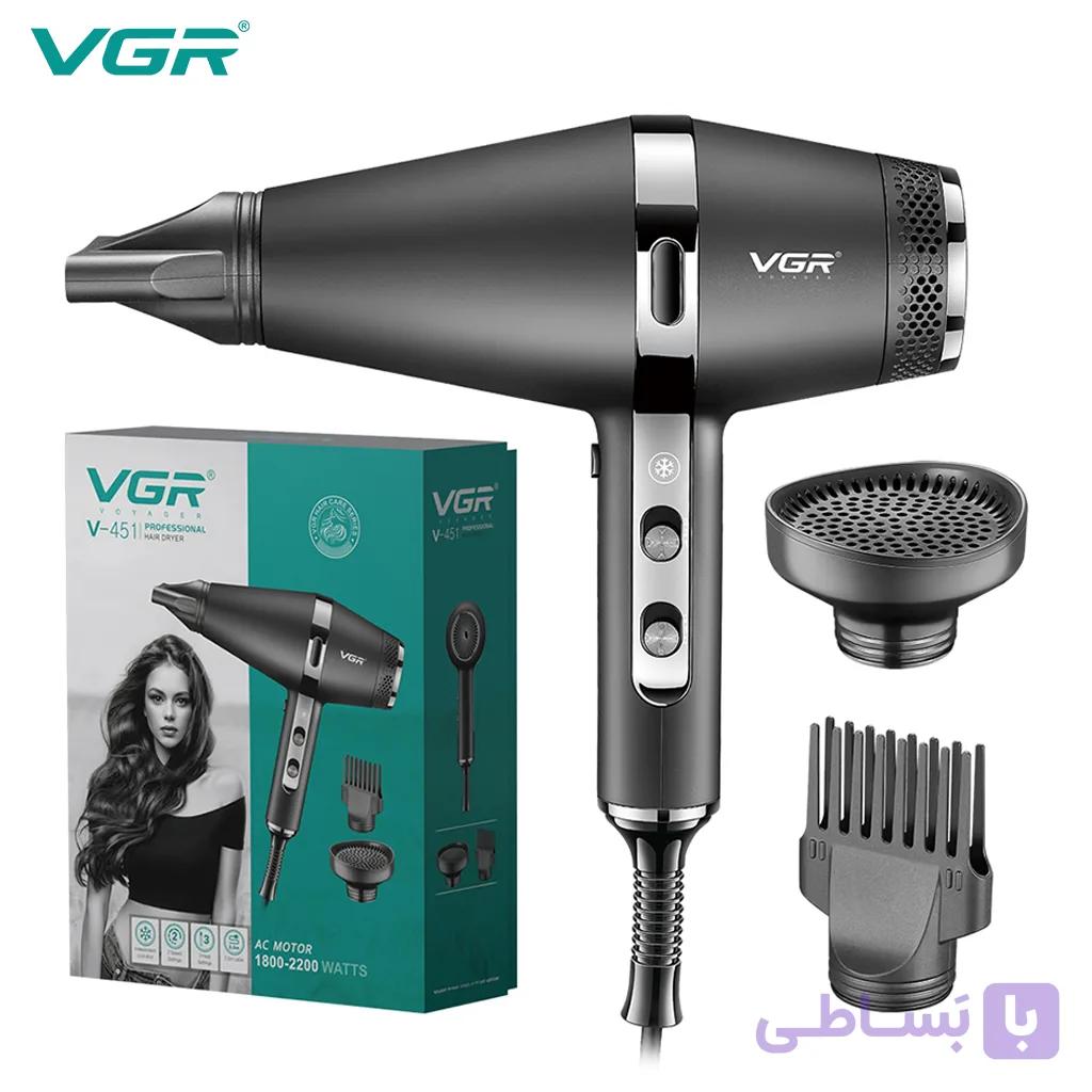 سشوار وی جی آر مدل VGR V-451 مشکی 2200 وات