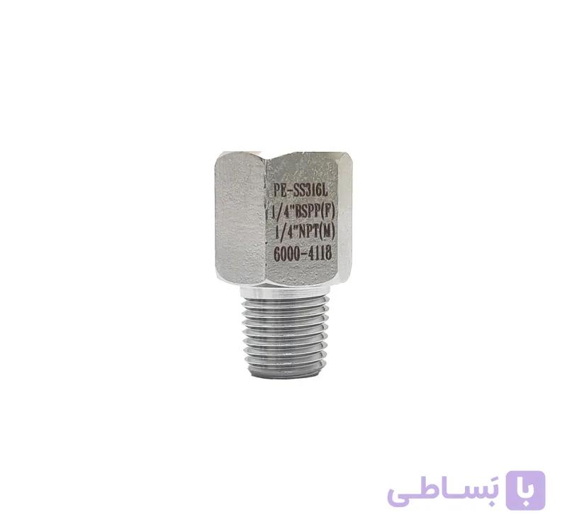 تبدیل استیل 1/2 اینچ BSPP-F به NPT-M برند PE — تصویر 1