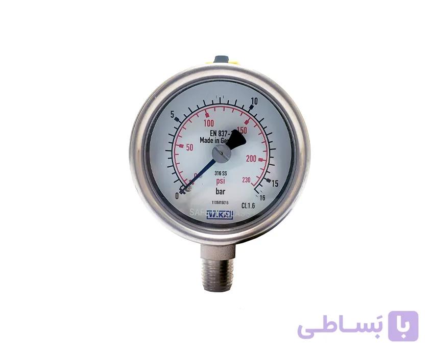 گیج فشار صفحه 6 سانت افقی 16 بار ویکا مدل 232.50.63.16 — تصویر 1