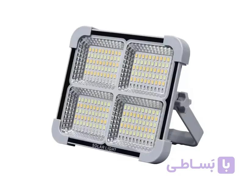 پروژکتور شارژی خورشیدی 100 وات 6 باطری با پاوربانک داخلی — تصویر 1