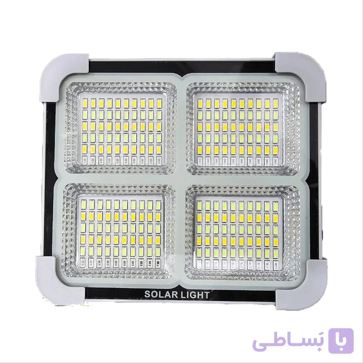 پروژکتور شارژی خورشیدی 60 وات 4 باطری با پاوربانک داخلی — تصویر 1