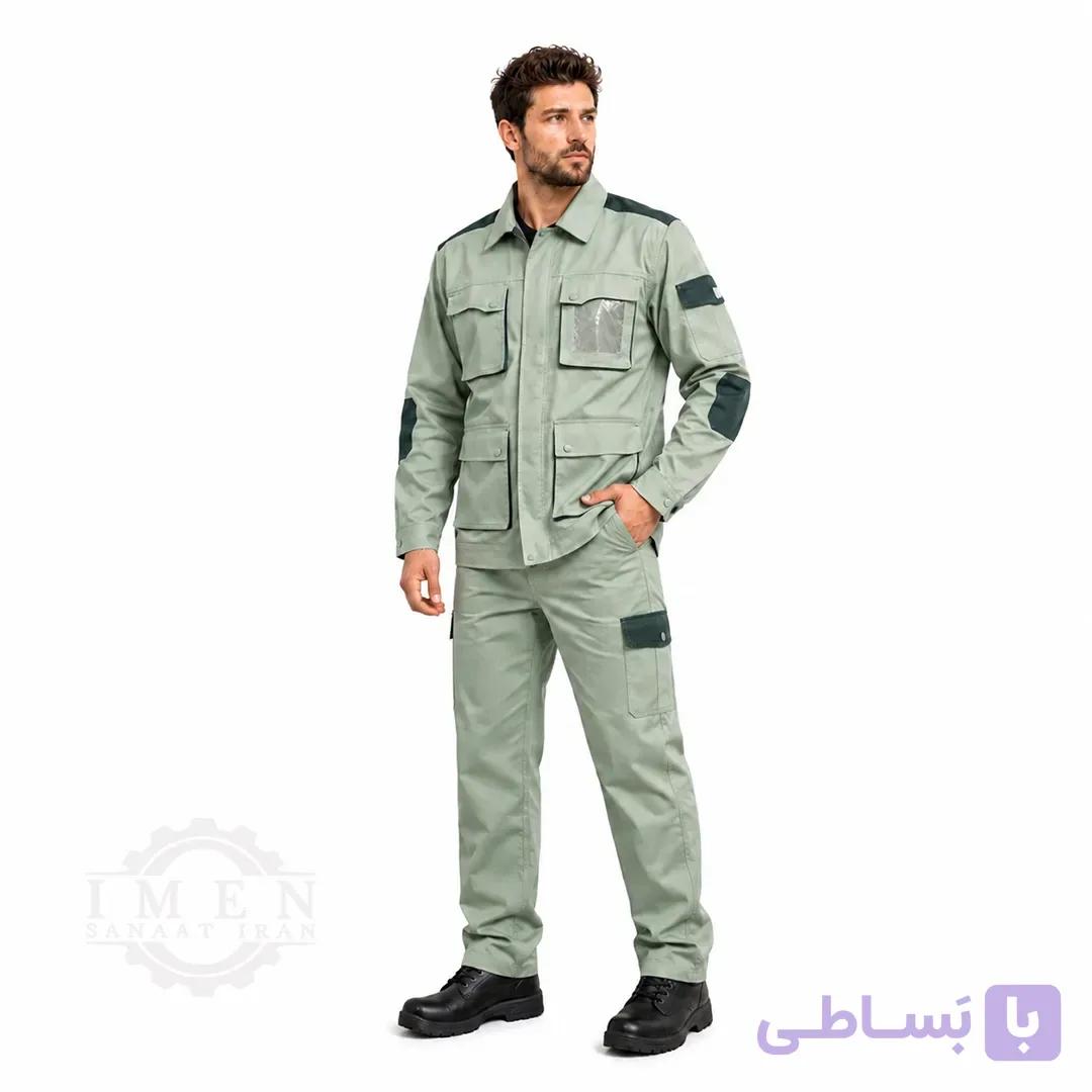 لباس کار کاپشن شلوار سبز دو رنگ کد 377 — تصویر 1