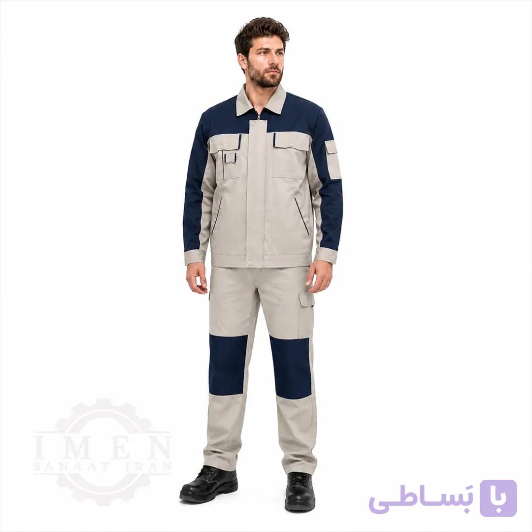 لباس کار انکو کرم سرمه ای کد 908 — تصویر 1