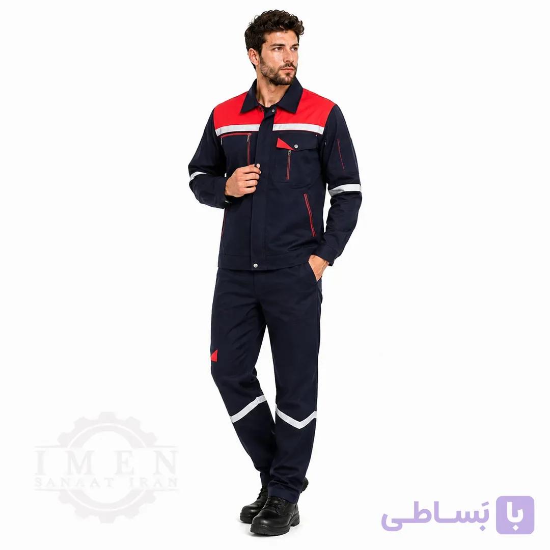 لباس کار سفارشی سرمه ای قرمز کد 290 — تصویر 1