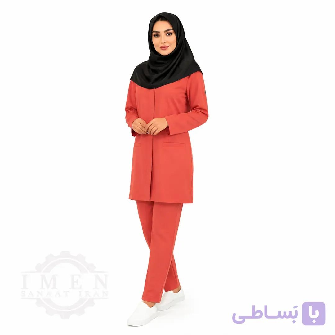لباس کار روپوش زنانه قرمز کد 700 — تصویر 1