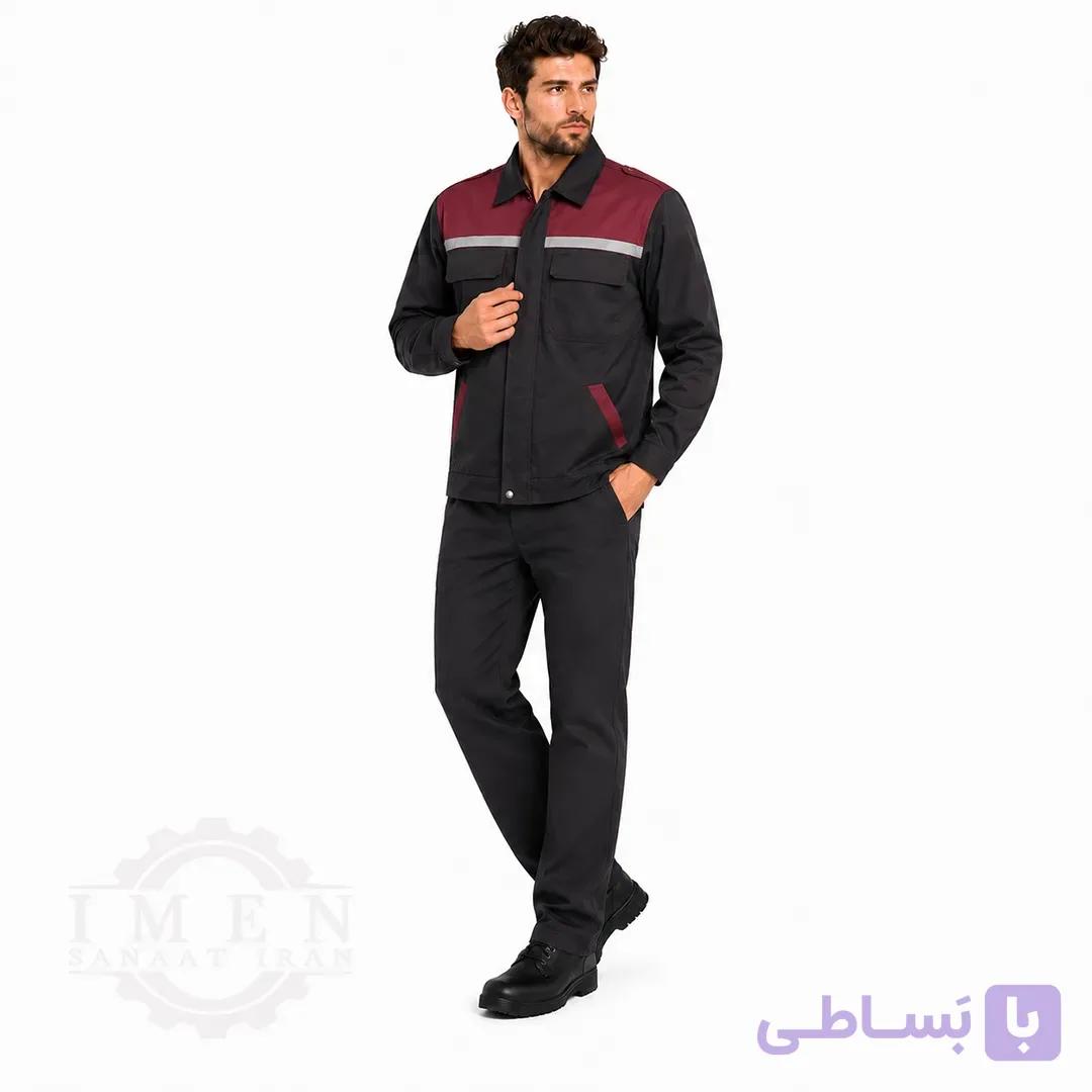 لباس کار کاپشن شلوار زرشکی مشکی کد 540 — تصویر 1