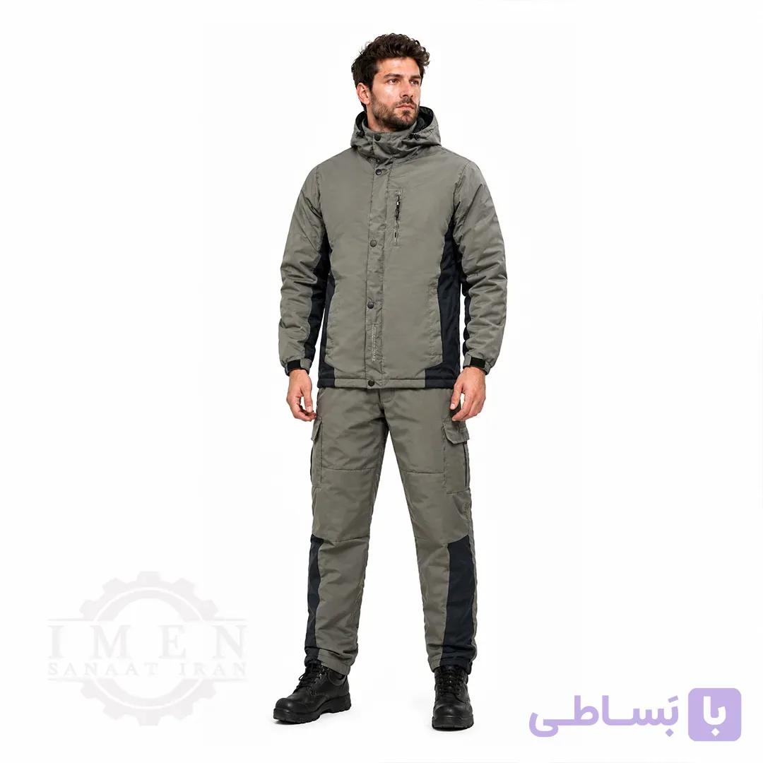 لباس کار زمستانی اورکت و شلوار مدل تیتان سبز کد 432 — تصویر 1