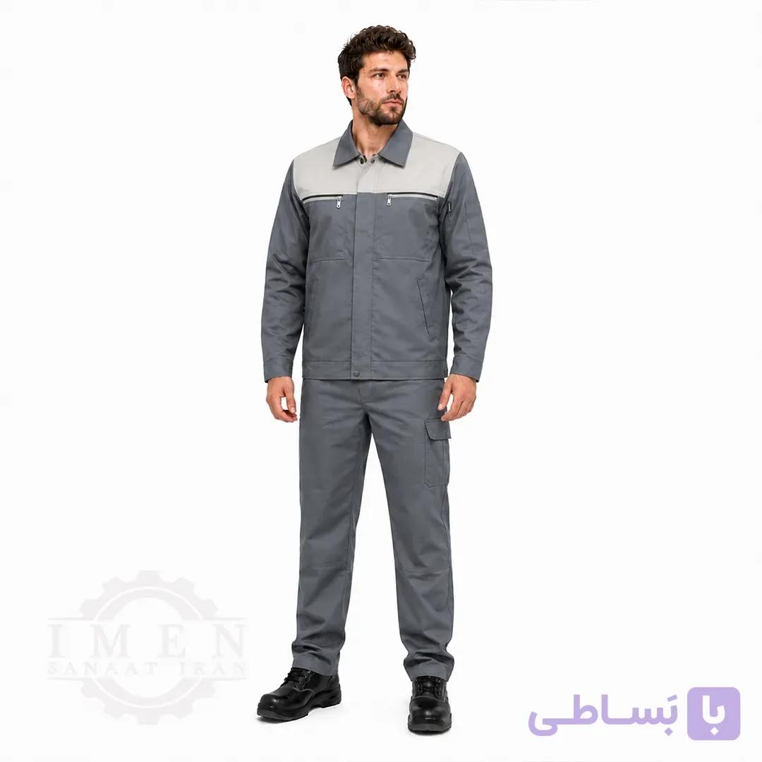 لباس کار رامتین طوسی دو رنگ کد 139 — تصویر 1