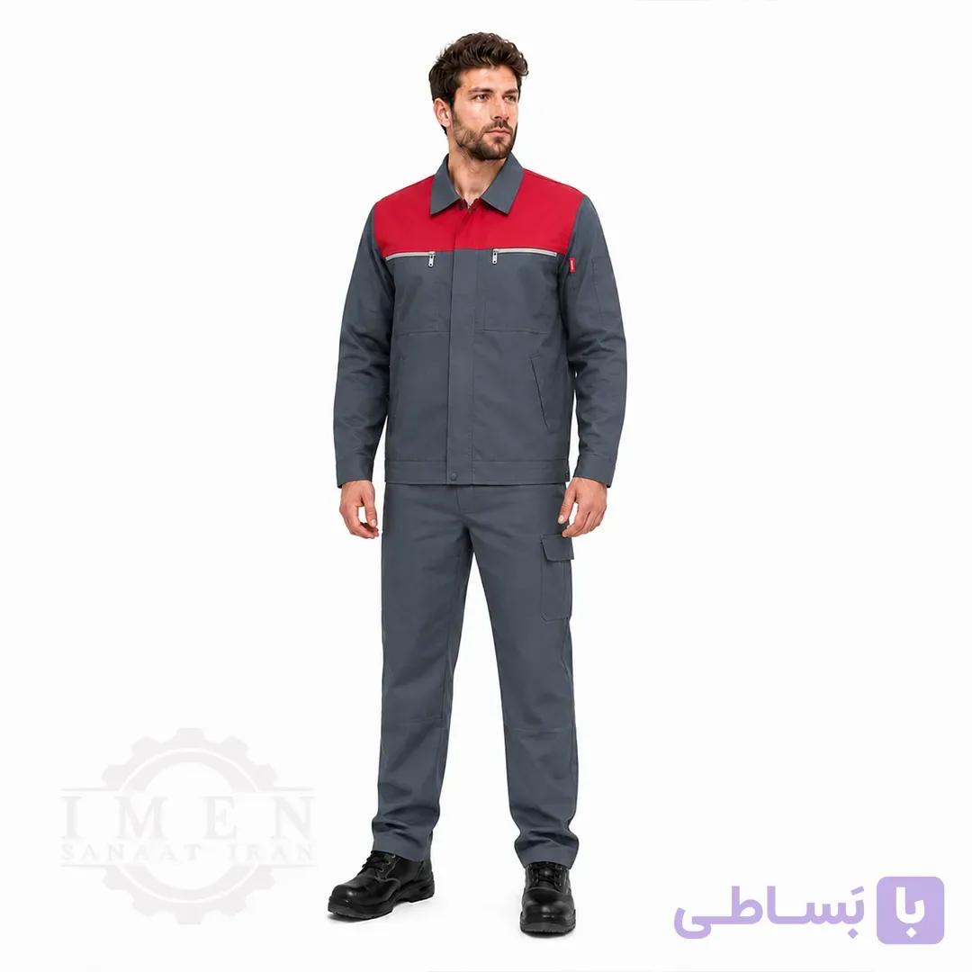 لباس کار کاپشن شلوار رامتین طوسی قرمز کد 501