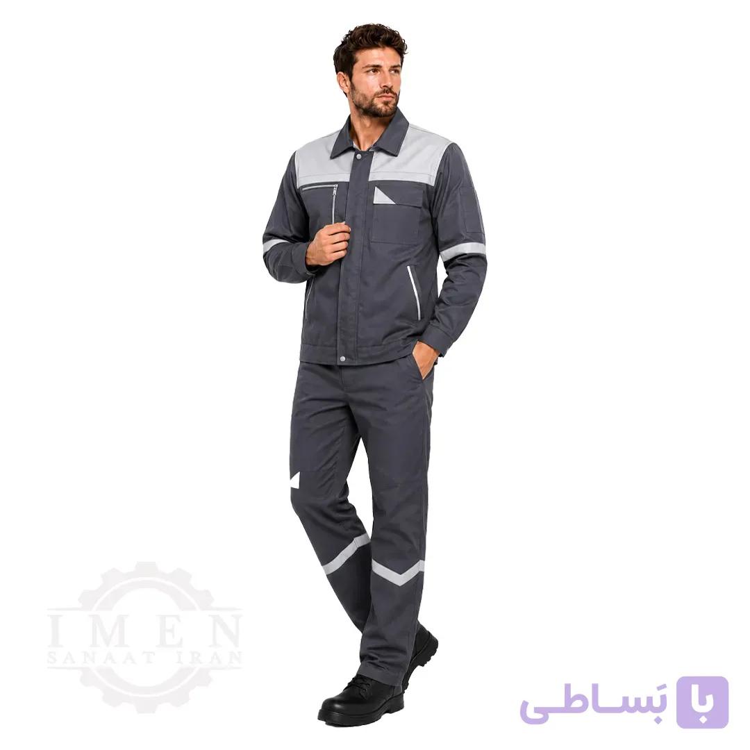 لباس کار سفارشی طوسی دو رنگ کد 567 — تصویر 1