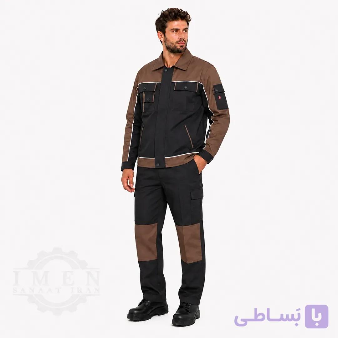 لباس کار کاپشن شلوار آنکو قهوه‌ای دو رنگ کد 324 — تصویر 1