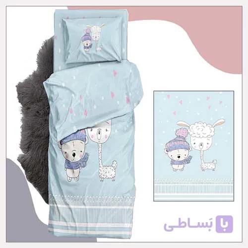 ست لحاف و روتختی 9تکه نوزادی ساتن طرح ابر