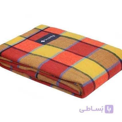 پتو مسافرتی یکنفره چهارخانه نارنجی — تصویر 1