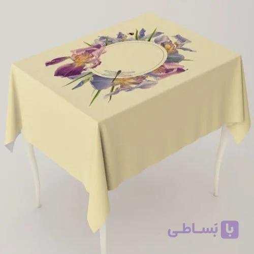 رومیزی سفره ای 4 نفره مربع طرح اریس Iris پانو کتان