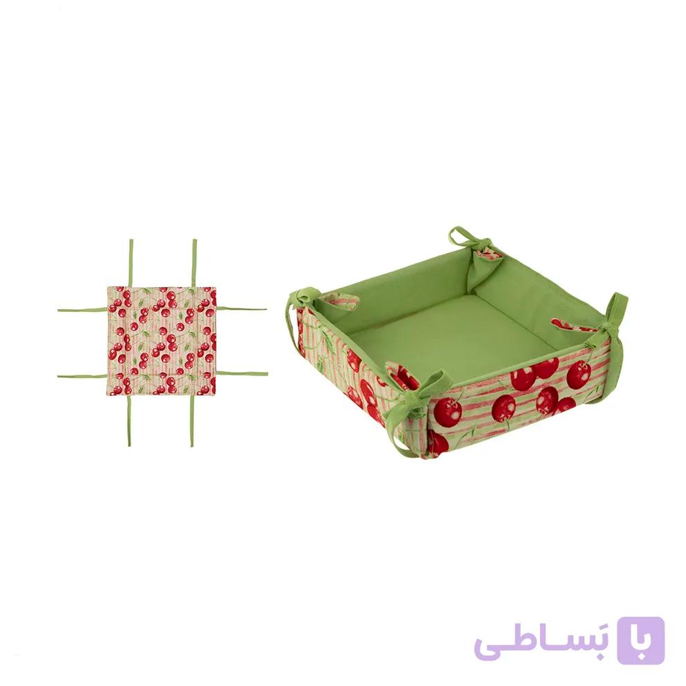 سبد نان رزین تاژ کتان طرح گیلاس