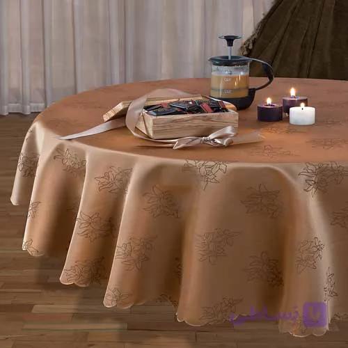 رومیزی ساتن 4نفره مربع 150*150 ارکیده کرم