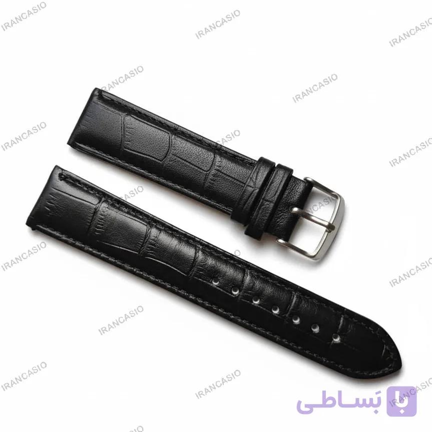 بند چرم طبیعی طرحدار مشکی سایز 12 تا 26 تولید ایران کاسیو — تصویر 1