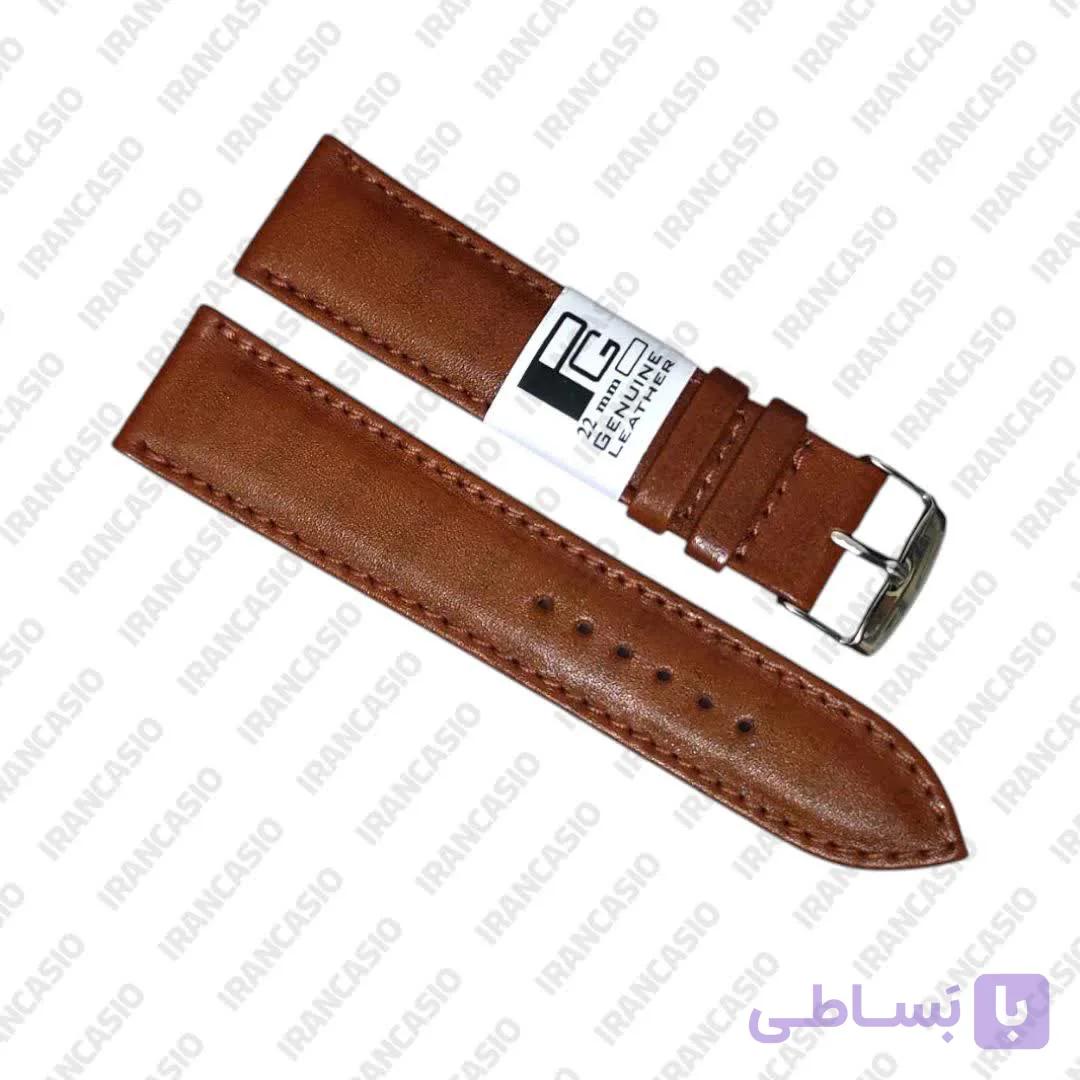 بند ساعت PG چرم طبیعی کلاسیک 22 میلی متری (قهوه‌ای) — تصویر 1