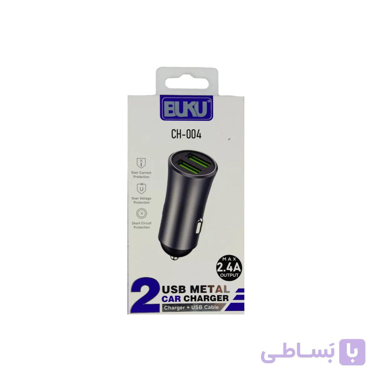 شارژر فندکی 2USB Metal برند Buku مدل CH-004 — تصویر 1