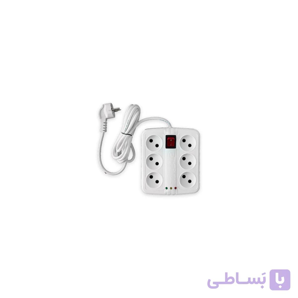 محافظ برق 6 خانه با 180سانتی متر سیم 10آمپر کلیددار باخ الکترونیک کامپیوتر، صوتی و تصویری — تصویر 1