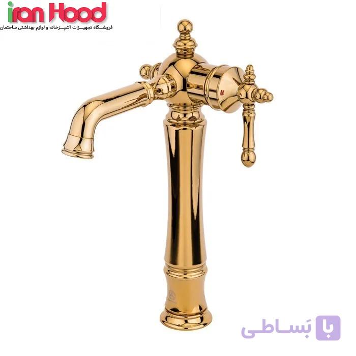 شیر روشویی پایه بلند نگین طلایی قهرمان