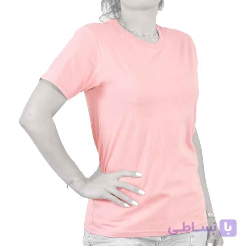 تیشرت ساده دخترانه صورتی آبرنگی — تصویر 1