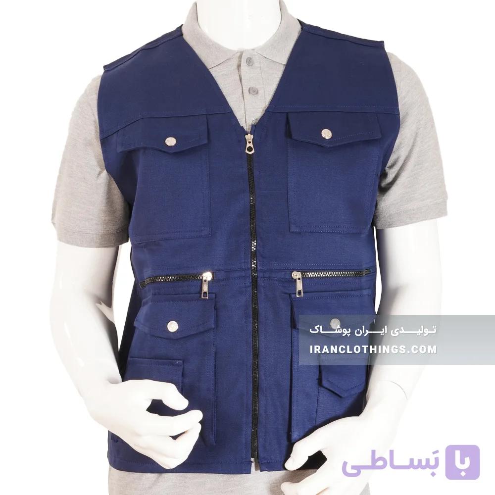 جلیقه خبرنگاری هشت جیب سورمه ای — تصویر 1