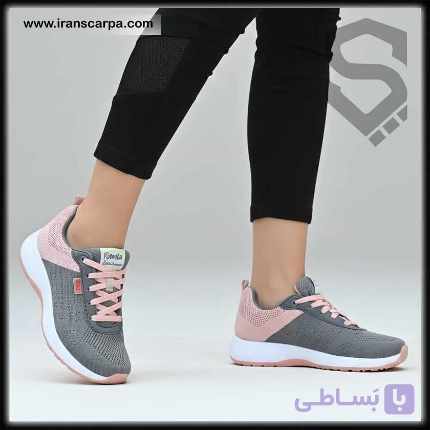 کفش اسپرت زنانه طوسی صورتی مدل پامیر — تصویر 1