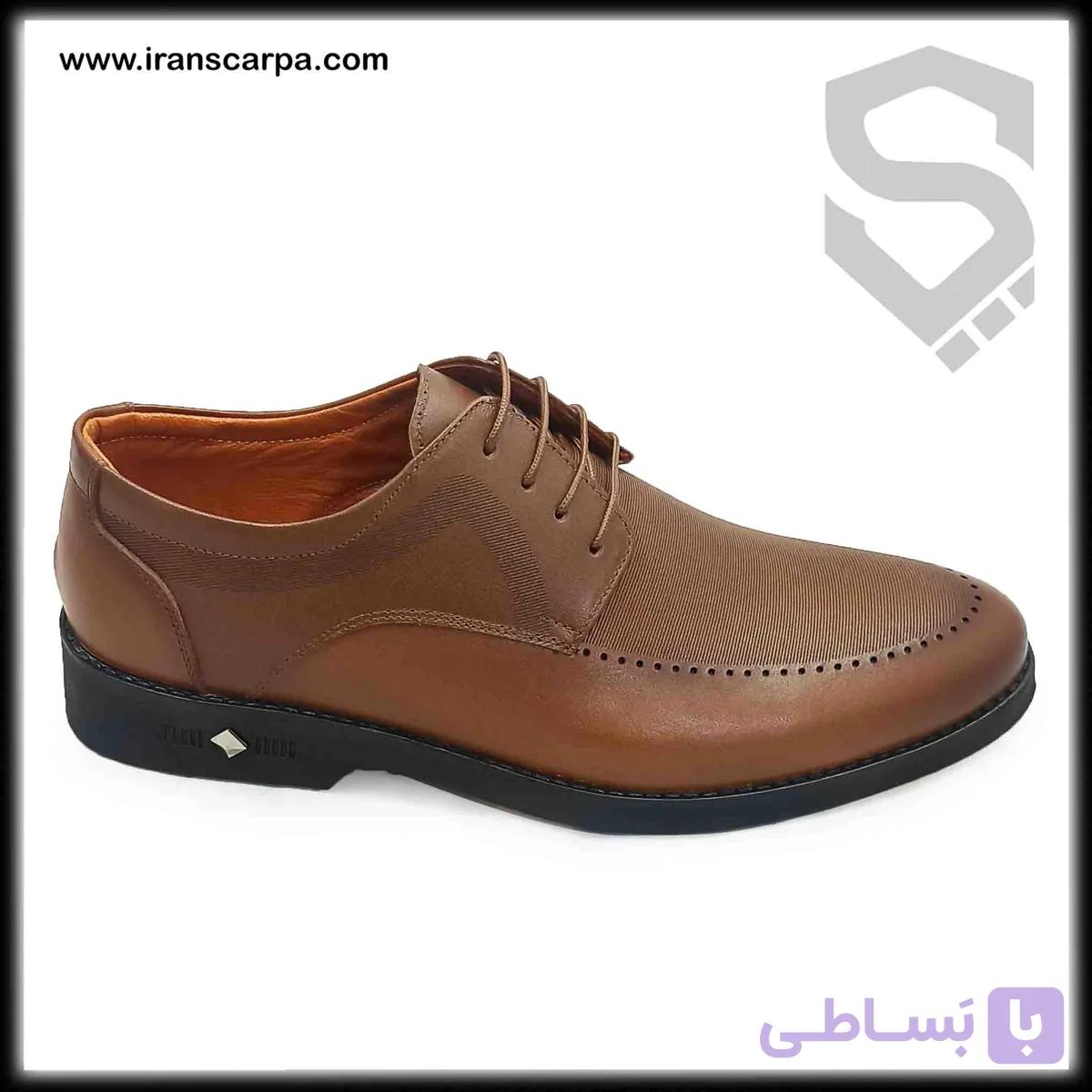 کفش چرم مردانه اداری مدل وکسار بدون بند — تصویر 1