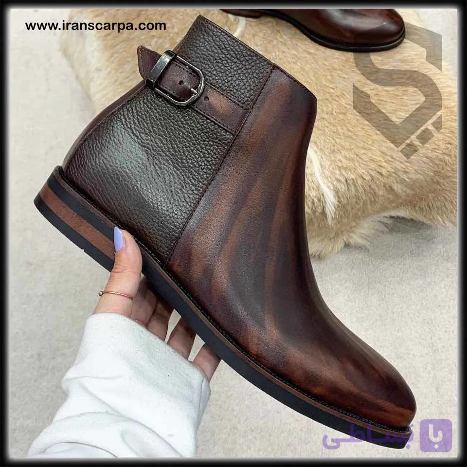 نیم بوت چرم مردانه دست رنگ مدل فابی — تصویر 1