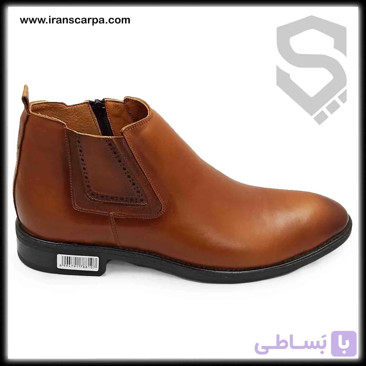 نیم بوت چرم مردانه مجلسی مدل بولیکا — تصویر 1