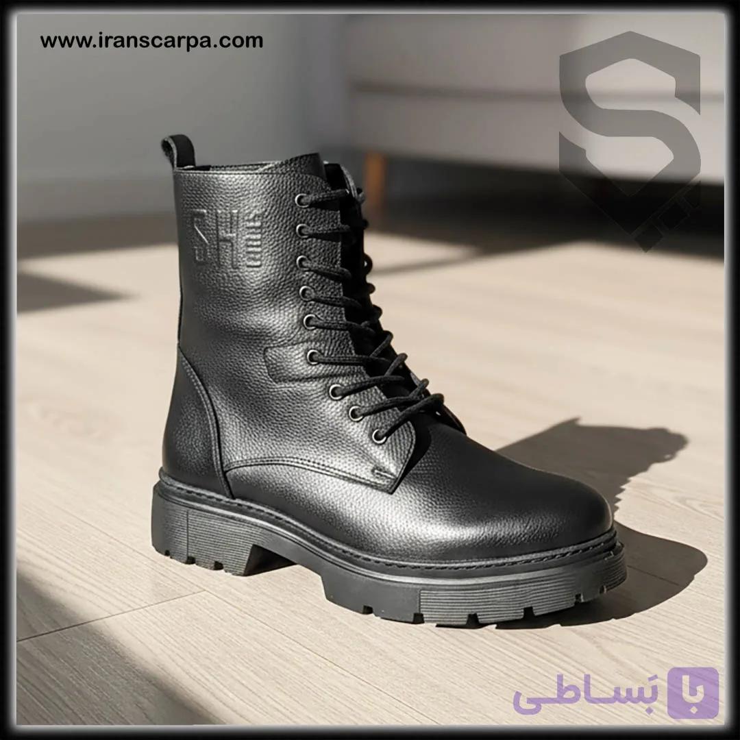 بوت بلند مردانه چرم مدل کاوه — تصویر 1