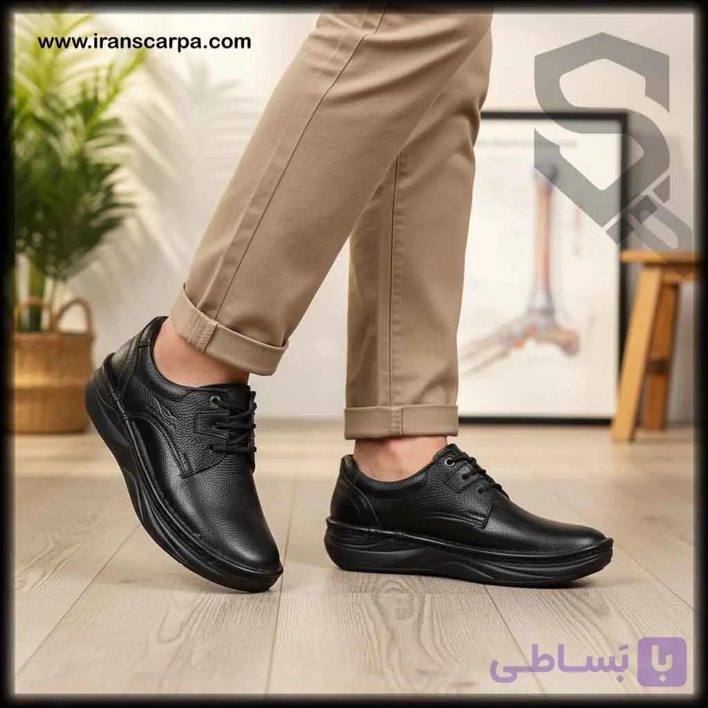 کفش چرم مردانه طبی مدل گاتا بی بند — تصویر 1