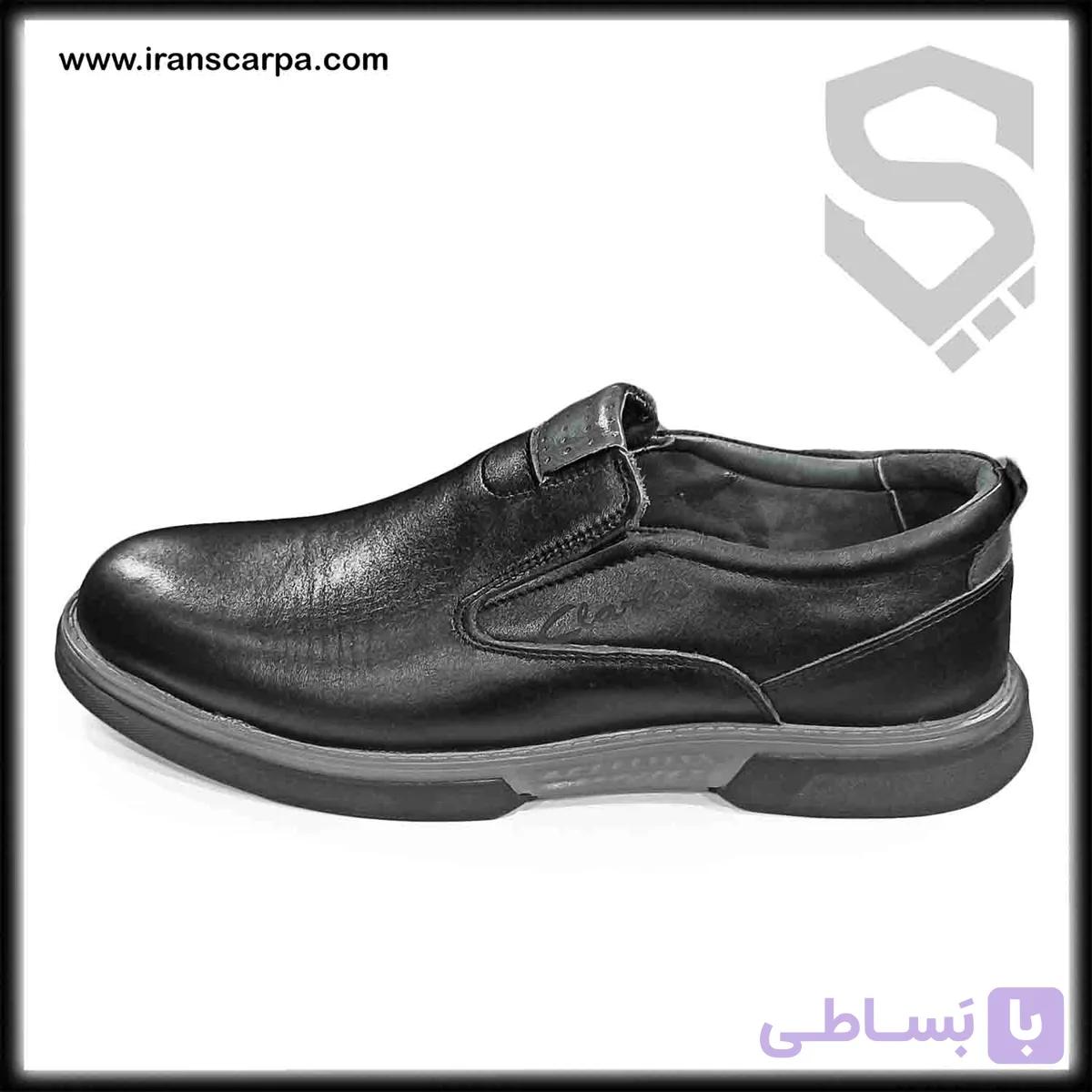 کفش چرم مردانه اداری مدل برلین بدون بند — تصویر 1