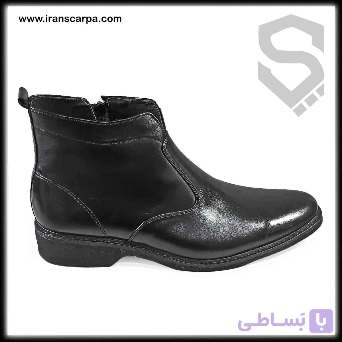 بوت چرم مردانه سایز بزرگ مدل ریکو طرحدار — تصویر 1