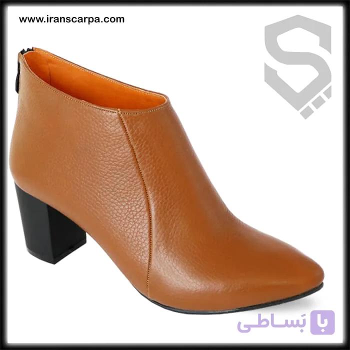 نیم بوت چرم طبیعی زنانه مدل لیزا — تصویر 1