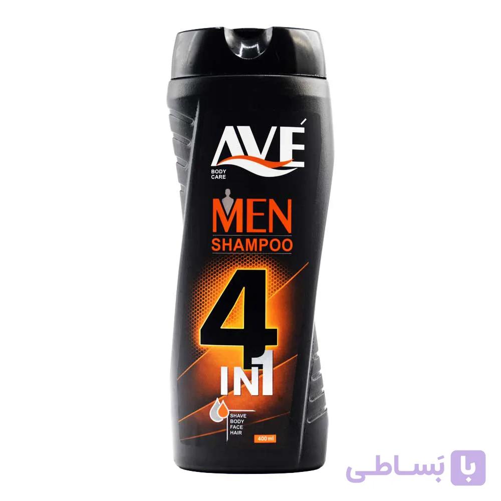 شامپو سر و بدن آقایان اوه AVE مدل 4 در 1 حجم 400 میلی لیتر