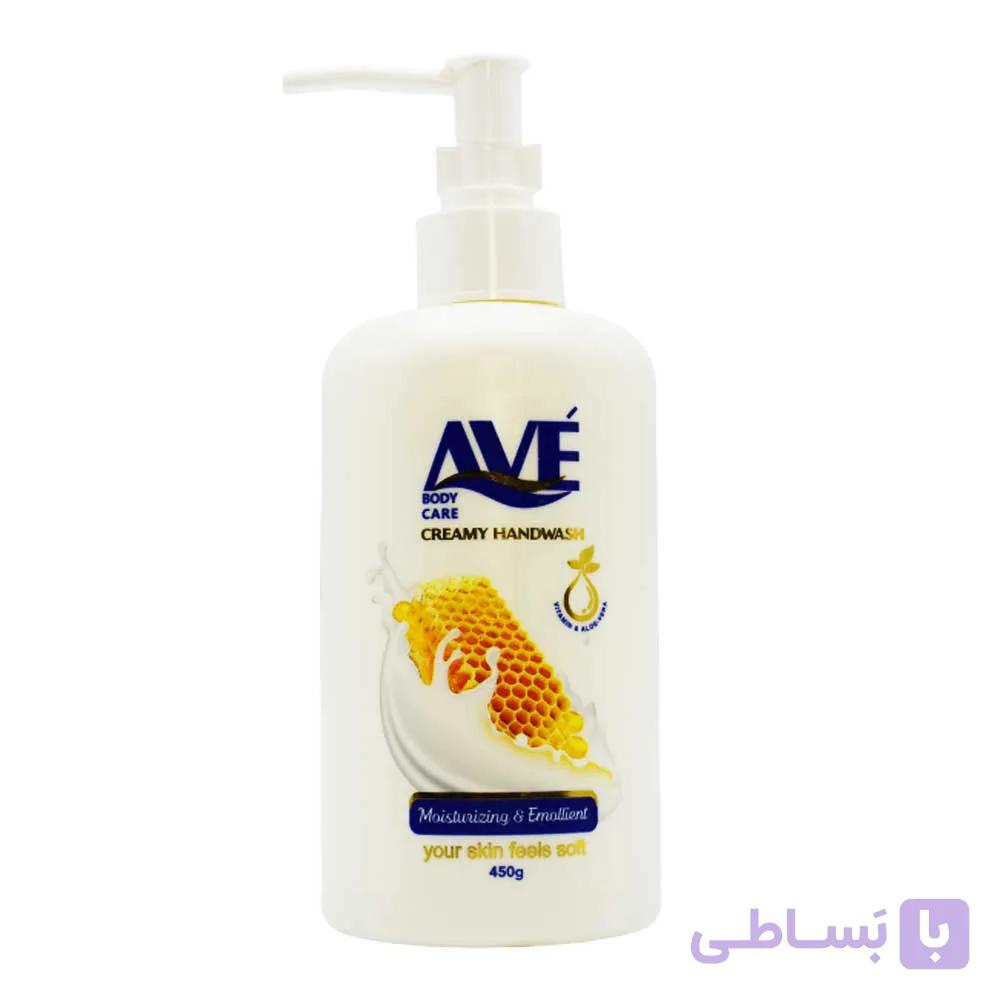 مایع دستشویی کرمی اوه AVE با رایحه شیر عسل حجم 450 میلی لیتر