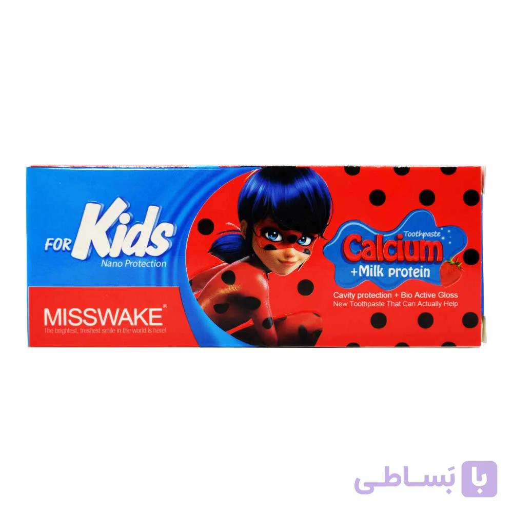 خمیر دندان کودک میسویک MISSWAKE مدل دختر کفشدوزکی با طعم توت فرنگی حجم 50 میلی لیتر