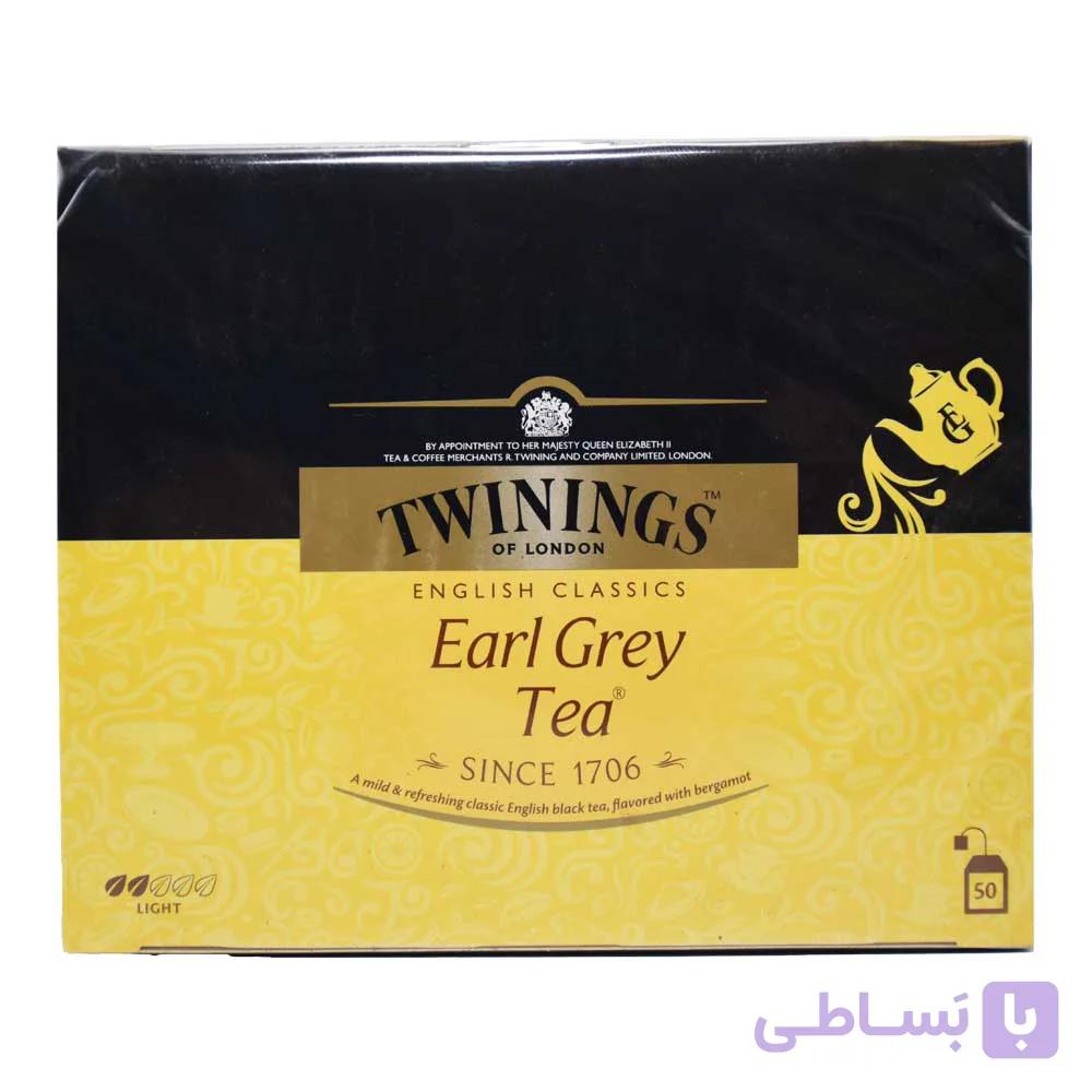 چای سیاه کیسه ای توینینگز TWININGS مدل ارل گری بسته 50 عددی