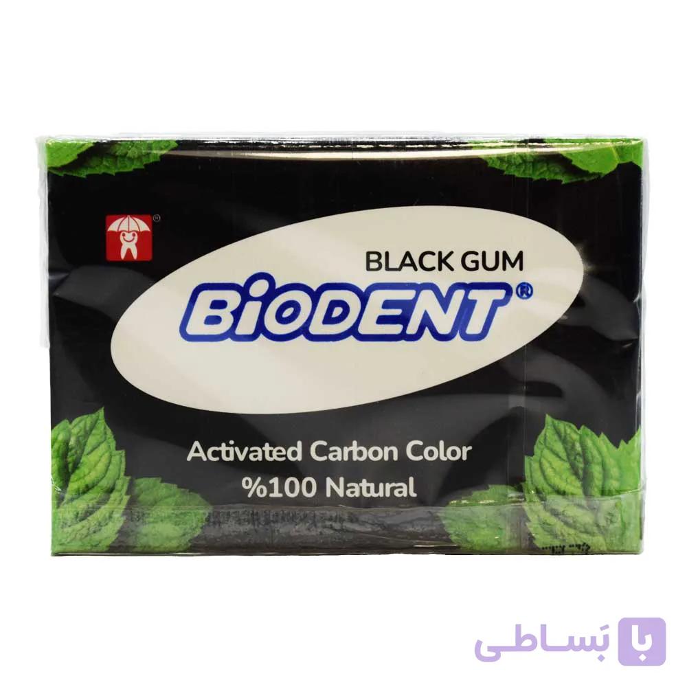 آدامس بدون شکر بایودنت BIODENT با رنگ کربن فعال بسته 12 عددی