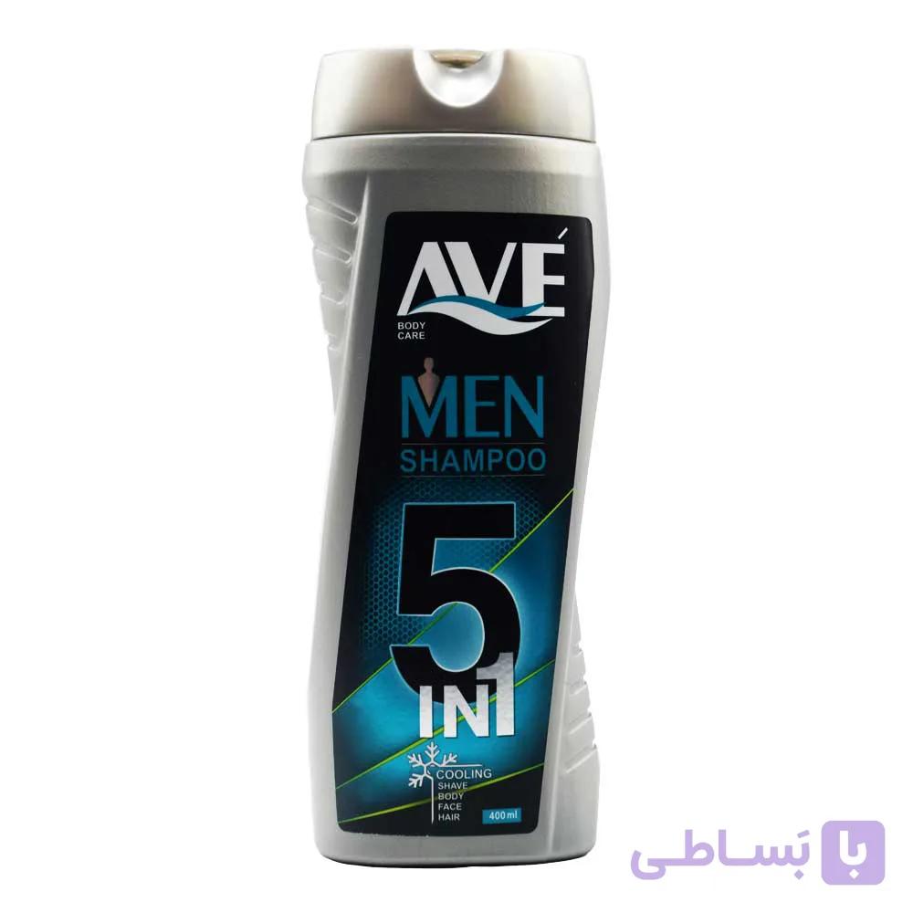 شامپو خنک کننده سر و بدن آقایان اوه AVE مدل 5 در 1 حجم 400 میلی لیتر
