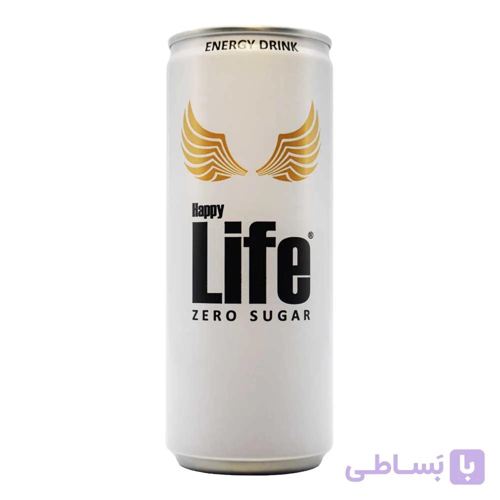 نوشیدنی انرژی زا هپی لایف HAPPY LIFE بدون شکر حجم 250 میلی لیتر