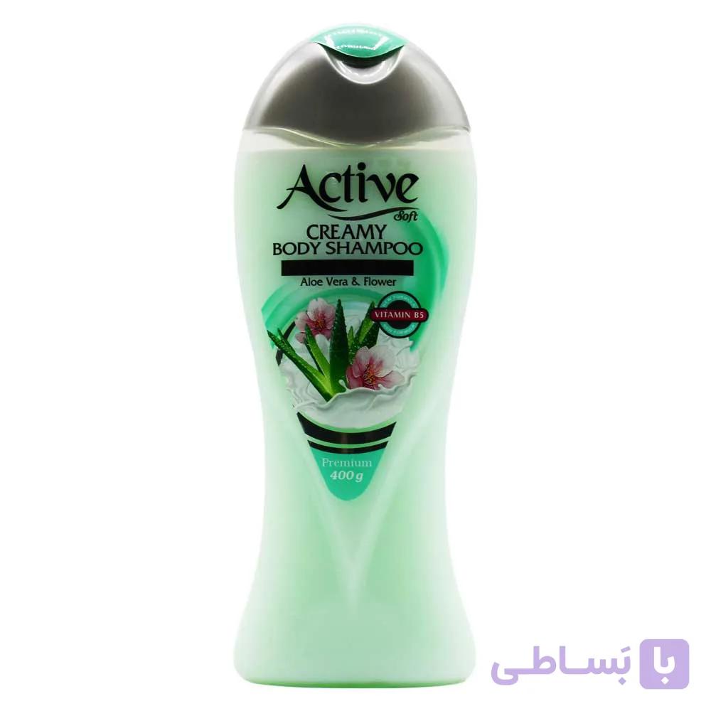 شامپو بدن کرمی اکتیو Active با رایحه گل و آلوئه ورا وزن 400 گرم