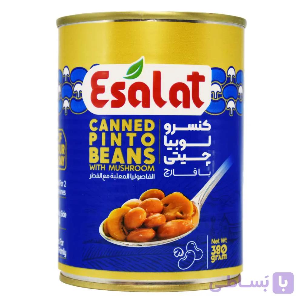 کنسرو لوبیا چیتی با قارچ اصالت ESALAT وزن 380 گرم